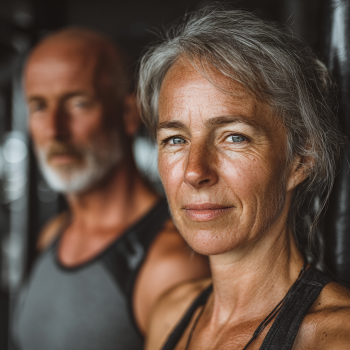 Grupa seniorów podczas zajęć jogi na świeżym powietrzu